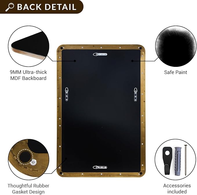 ANDY STAR Brushed Gold Mirror 40''X30'', Gold Bathroom Mirror Rounded Rectangle in SUS304 Anti-Rust Tube Metal Frame, Wall Mounted Horizontal/Vertical 1’’ Deep