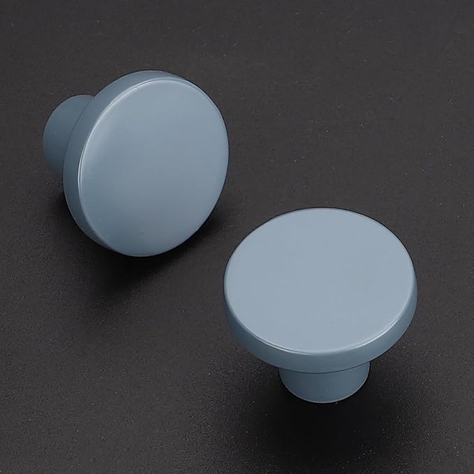 Ravinte 10 Pack Cabinet Knobs Light Blue Kitchen Cabinet Knobs Round Dresser Drawer Pulls Closet Door Pulls 1-1/5 Inch