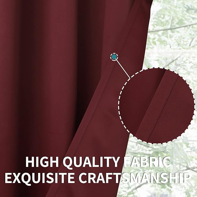 BGment Blackout Curtains for Bedroom - Grommet Thermal Insulated Room Darkening Curtains for Living Room, Set of 2 Panels, Each 46 x 54 Inch, Burgundy Red