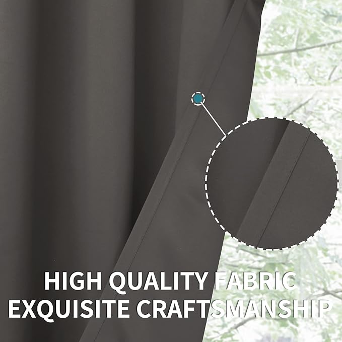 BGment Blackout Curtains for Bedroom - Grommet Thermal Insulated Room Darkening Curtains for Living Room, Set of 2 Panels, Each 46 x 72 Inch, Grey