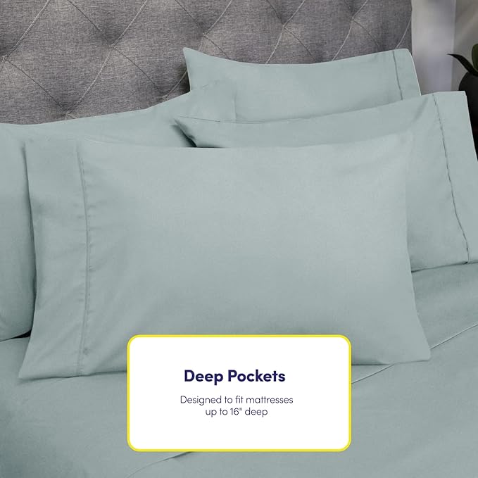 Sweet Home Collection 6 Piece Bed Sheet Set, Queen, Slate