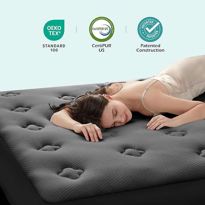 Hansleep California King Mattress Topper Viscose Derived from Bamboo, Memory Foam Pillow Top Mattress Topper Cal King with Deep Pocket, Mattress Pad for Back Pain Relief, 72" x 84", Charcoal