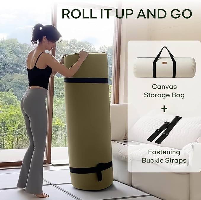 ZonLi Japanese Floor Futon Mattress Twin Size 75"x 39", 100% Cotton Cover 2.5'' Thicken Tatami Mattress, Foldable Sleeping Pad, Portable Dormitory Tatami Mat, Roll Up Floor Lounger Bed for Adult