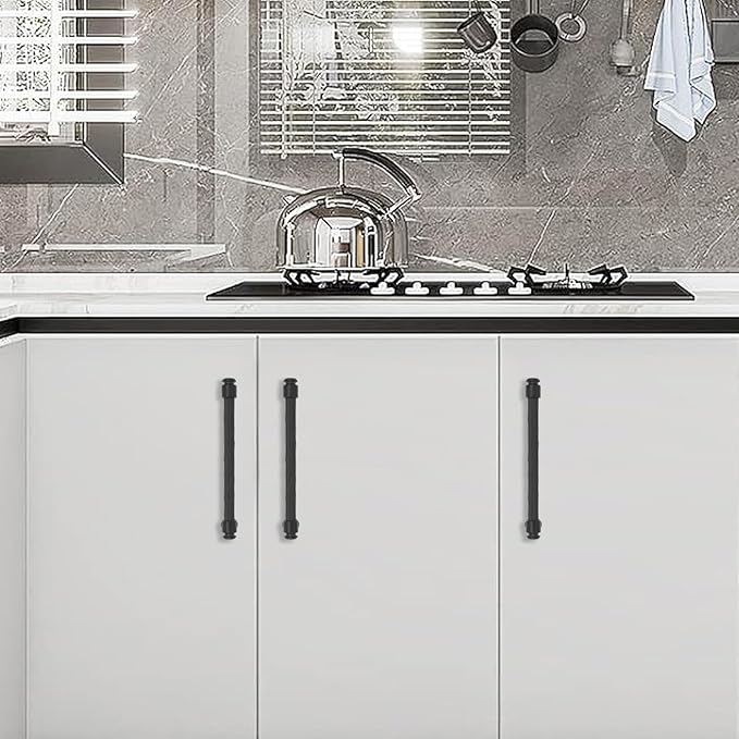 10 Pack 6-1/4 inch(160mm) Matte Black Cabinet Handles and Pulls - Drawer Handles for Kitchen and Dresser
