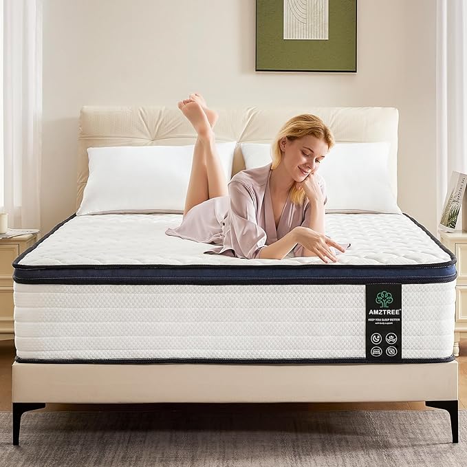 Queen Size Mattresses in a Box 10 Inch - Memory Foam & Pocket Coils Springs, Pressure Relief, Motion Isolation, Breathable Comfort, Medium Firm, CertiPUR-US Certified, Ideal for All Sleepers