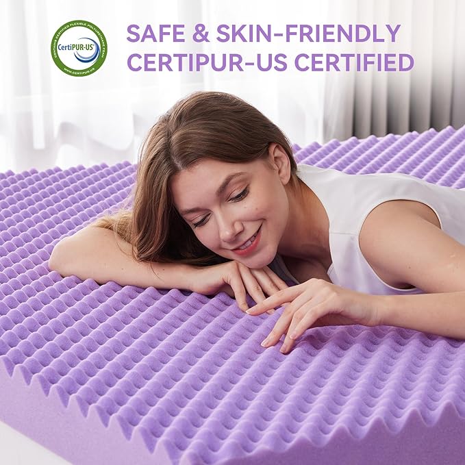SINWEEK 3 Inch Egg Crate Memory Foam Mattress Topper King Size, Soft Mattress Pad for Back Pain Relief, Bed Topper, CertiPUR-US Certified