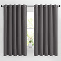 NICETOWN Blackout Curtains Panels for Bedroom - 3 Pass Microfiber Noise Reducing Thermal Insulated Solid Ring Top Blackout Window Drapes (2 Panels, 66 x 66 Inch, Gray)