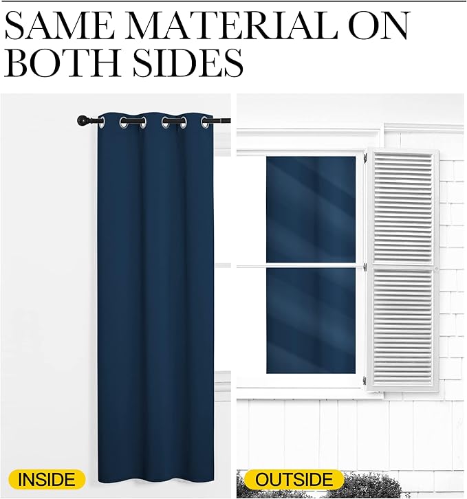 NICETOWN Moroccan Blue Blackout Curtains 108" Long for Office, 55" Wide, 2 Pieces, Dining Room, Guest Room, Sound Reducing Heat and Cold Block Curtain Panels for Modern Room Decorative