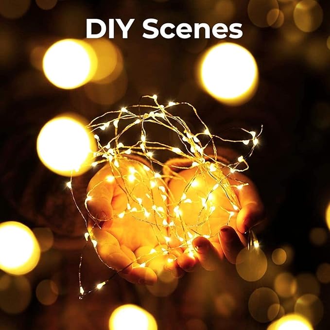 ZNYCYE 50 LED Fairy Lights with Timer,8.2Ft 8 Modes Battery Operated Fairy Lights, 4 Pack Mini Led String Lights for DIY Wedding Bedroom Mason Jar Vases Table Party Christmas Decoration (Warm White)