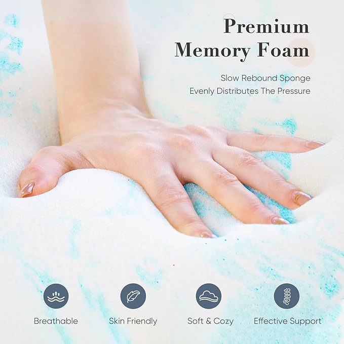 DUMOS Memory Foam Mattress Topper Full, 3 Inch Thick Gel Infused Bed Toppers for Full Size Bed, Cooling Soft Mattress Pads for Sleeper Sofa, RV, Camper, CertiPUR-US Certified, Blue