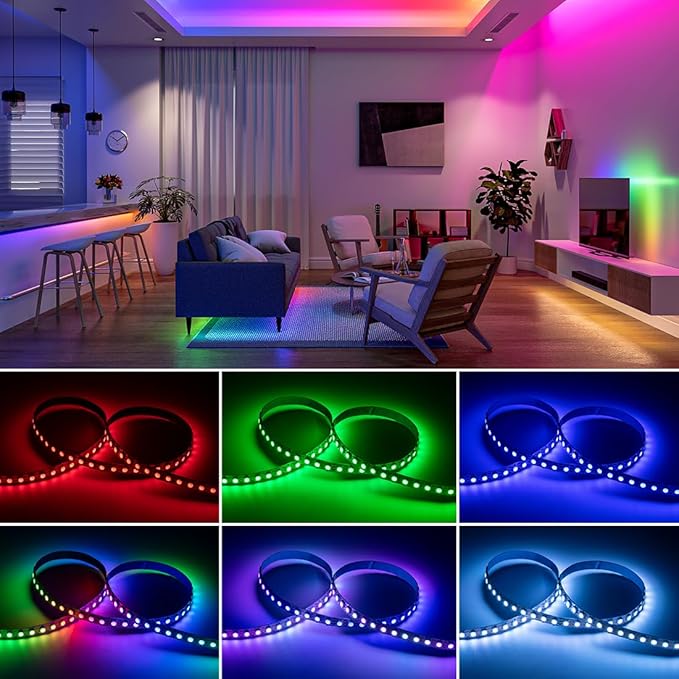 BTF-LIGHTING WS2812B RGB ECO LED Strip, Chasing Effects 5050SMD Individually Addressable 3.3FT 144(2X72) Pixels/m Flexible Dream Color IP65 for Bedroom DIY Projects DC5V(No Adapter or Controller)