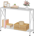 Tajsoon Console Table 41.8”, 2-Tier Entryway Table Narrow Sofa Table with Shelves, Entrance Table with Stable X-Frame, for Entryway, Hallway, Living Room, Foyer, Corridor, Office, White