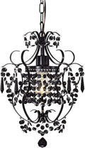Black Chandelier Small Crystal Chandelier Lighting Modern Mini Hanging Light Fixtures with 1 Light