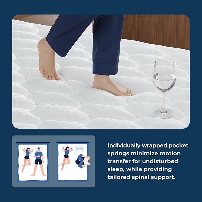 Vesgantti Twin Size Mattress 12 Inch, Fiberglass-Free | Cool Sleep Hybrid Single Mattress in a Box - Memory Foam & Pocket Springs, Ergonomic Design, Pressure Relief, Medium Firm Feel, 39"*75"*12"