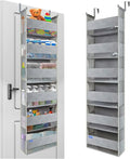 Extra Large Over The Door Organizer Storage 6-Shelves and 12 Side Pockets, Heavy Duty Hanging Door Organizer for Closet Bathroom Bedroom Nursery Pantry, Grey