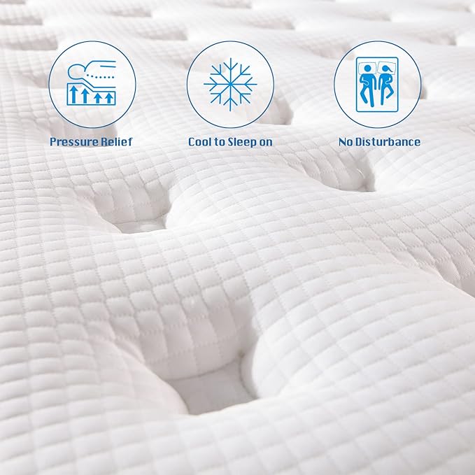 Rimensy Queen Mattress, 14 Inch Hybrid Mattress in a Box, Gel Memory Foam Mattress, Individually Wrapped Pocket Coils, Quality Comfort and Adaptive Support - Breathable, 60"*80"*14"