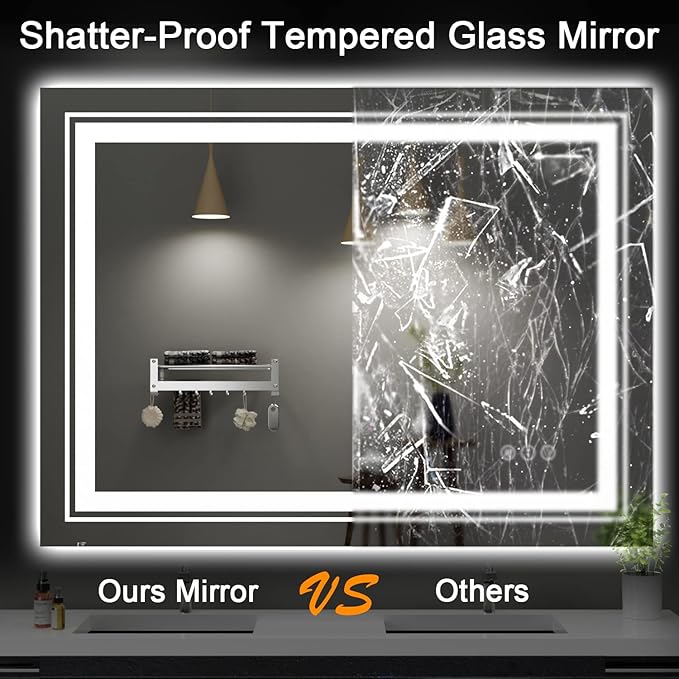 LED Bathroom Mirror, 96"X36" with Front and Backlit, Anti-Fog, Large Bathroom Vanity Mirror for Wall, Memory Function, Stepless Dimmable, Tempered Glass (Horizontal/Vertical)