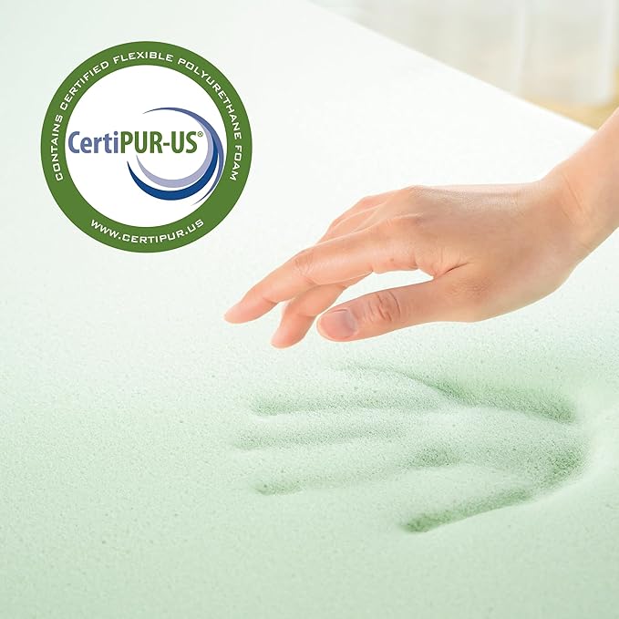 ZINUS 1.5 Inch Green Tea Memory Foam Mattress Topper, Smaller, More Convenient WonderBox Packaging, Pressure-Relieving Layers, CertiPUR-US Certified, Full