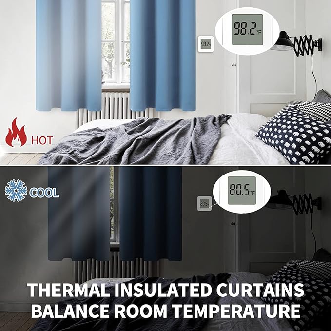 BGment Blackout Curtains for Bedroom - Grommet Thermal Insulated Room Darkening Curtains for Living Room, Set of 2 Panels (52 x 54 Inch, Faded Denim)