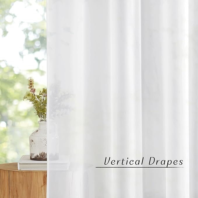 NICETOWN White Sheer Kitchen Window Curtains 24 inches Long, Grommet Short Curtains Elegant & Airy Breathable Light Filtering Drapes for Cafe/Basement, W30 x L24, 2 Panels