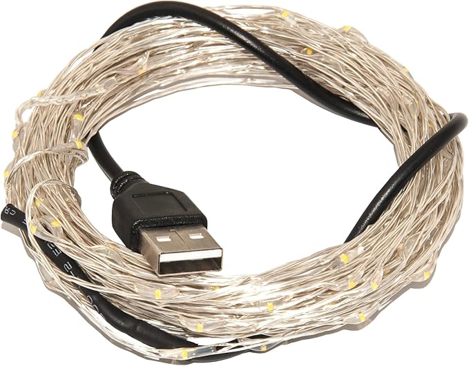 Karlling USB Plug in LED Fairy Lights,50 LED Bulbs 16 Ft Silver Wire Starry String Lights for Bedroom Patio Garden Party Wedding Commercial Lighting (Green)