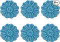 6PCS Vintage Floral Daisy Ceramic Dresser Drawer Knobs Elegant Cabinet Cupboard Door Hardware Pull Handles w/Screws Aqua Blue