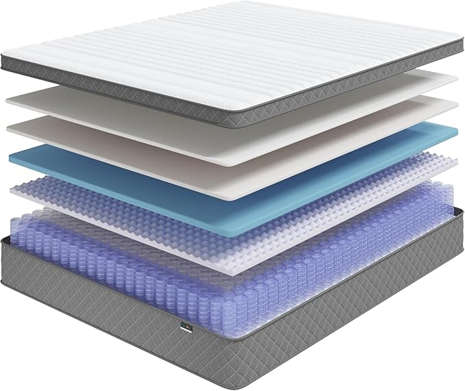 PurrJoys King XL Mattress, 12 Inch Hybrid King XL Size Mattress with Cooling Gel Memory Foam and Pocket Springs, CertiPUR-US Certified, Medium Firm