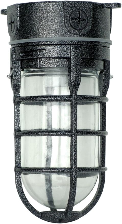 Woods L1706BLK Vandal Resistant 150W Incandescent Security Light, Ceiling Mount, Hammered Black