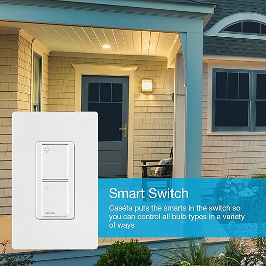 Lutron Caseta Original Smart Light Switch 5 Pack (Lutron Smart Hub Required), for Home, LED Lights, and Fans, 6 Amp, Single-Pole/3-Way, Neutral Required, PD-6ANS-WH, White
