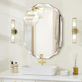 Pregaspor Single Beveled Edge Bathroom Vanity Mirror, 20" x 28" Oval Wall Mirror, Shatterproof Frameless Mirror for Over Sink, Restroom