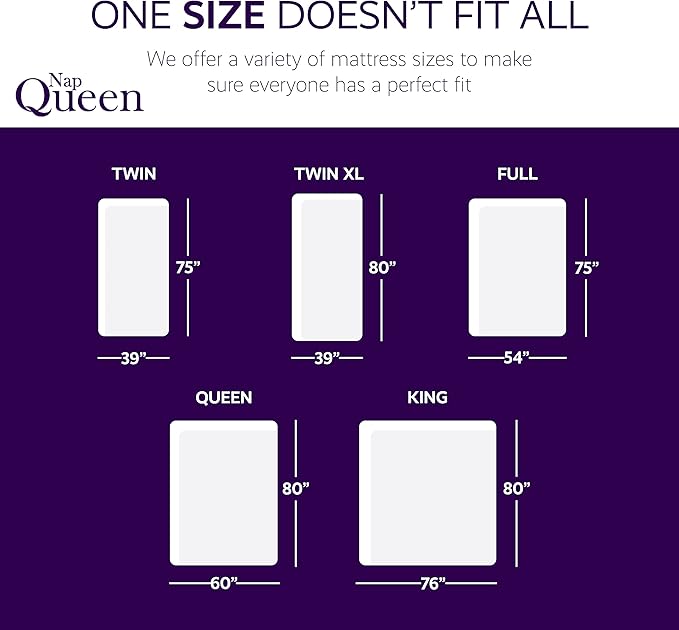 NapQueen 6 Inch Cooling Gel Twin Size Medium Firm Memory Foam Mattress, Bed in a Box, White