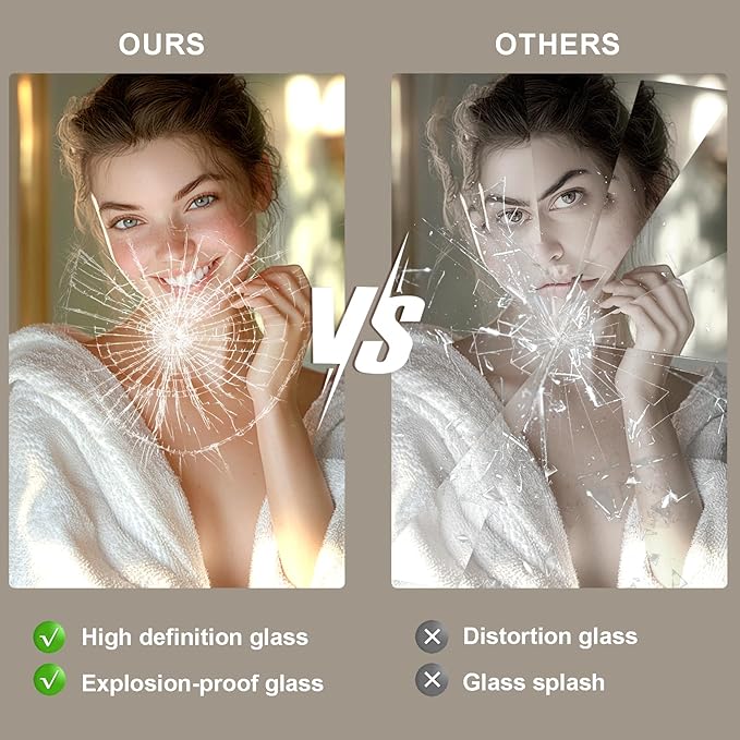 24x36 LED Bathroom Mirror with Lights, Brighter Backlit + Front Lit, Tempered Glass, Dimmable, Multiple Light Modes, Anti-Fog Lighted Bathroom Vanity Mirror for Wall, Memory Function