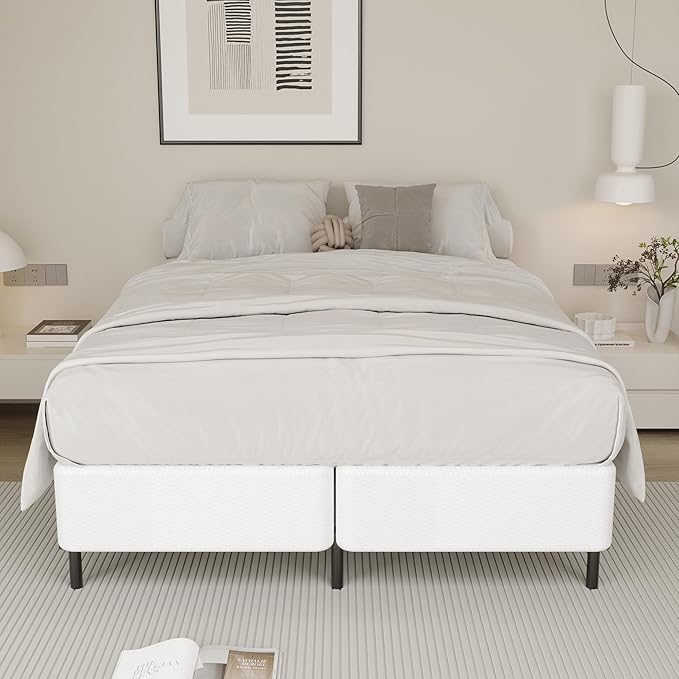 Split California King Box Spring 7 Inch, Heavy Duty Metal Box Spring Cal King Size with Fabric Cover, Noise-Free, Quick Assembly