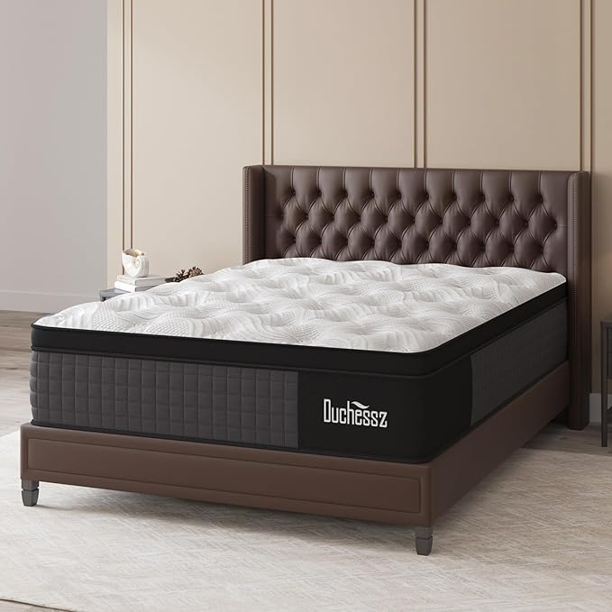 Hybrid Mattress with Gel Memory Foam and Individually Pocket Innerspring Mattresses Medium Firm for Motion Isolation, Edge Support, 100 Night Trial (10 Inch- Black & White, King)