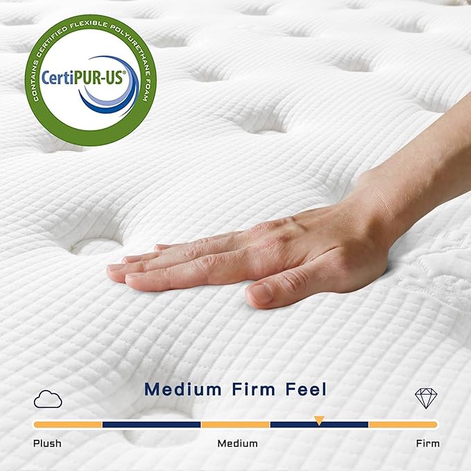 Vesgantti Full Mattress 8 Inch Innerspring Multilayer Hybrid Full Size Mattress - Ergonomic Design with Memory Foam and Pocket Spring Mattresses Full Size - Box Top Series Medium Firm Feel