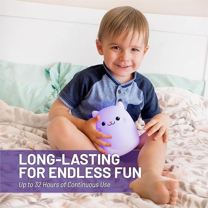 Lumipets Junior Bear Night Light, Soft Silicone Material, 8 Soothing Colors, Cordless, Easy Control, Portable