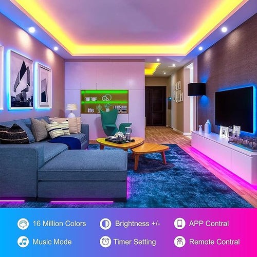 100ft Led Lights for Bedroom, Led Strip Lights Music Sync Corlor Changing, Led Light Strip with Remote & App Control RGB Strip, Led Lights for Room Dorm Home Classroom Ceiling Decor