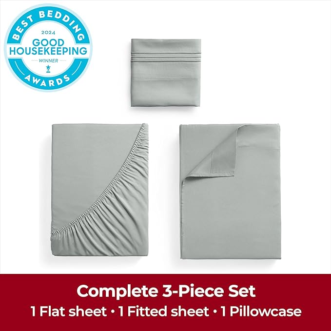 Mellanni Twin XL Sheets Set - 3 PC Iconic Collection Bedding - Hotel Luxury, Extra Soft, Cooling Bed Sheets - Wrinkle, Fade, Stain Resistant (Twin Extra Long, Spa Mint)