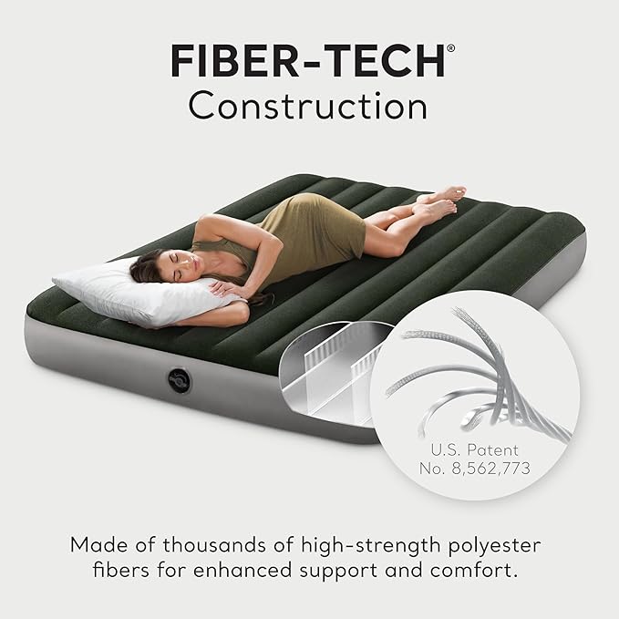 Intex 64109E Dura-Beam Standard Prestige Air Mattress: Fiber-Tech – Queen Size – 10in Bed Height – 600lb Weight Capacity – Pump Sold Separately