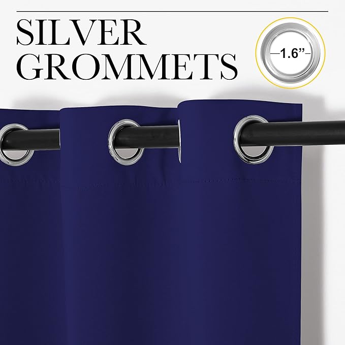 NICETOWN Window Treatment Energy Saving Thermal Insulated Solid Grommet Blackout Curtains/Drapes for Living Room (Royal Blue, 1 Pair, 42 by 84-Inch)