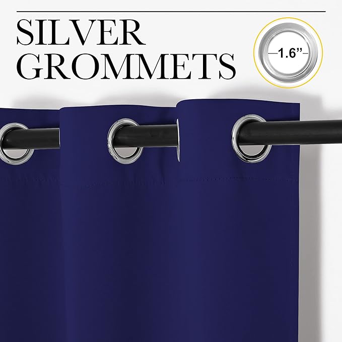 NICETOWN Navy Blue Blackout Curtains 102 inches Length for Living Room, 2 Panels, 55" Wide, Thermal Insulated Long Drapes for Large Window