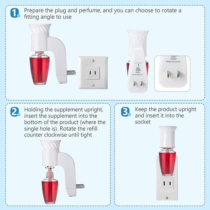 6 Pack Wall Fragrance Plug in Compatible with Bath and Body Works WallFlower Fragrances, ETL Certified, Rotatable, Precise Scent Control Fragrance Diffuser Plug for Home, Office (White)