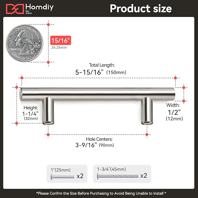 homdiy Brushed Nickel Cabinet Pulls Cabinet Handles 200 Pack, 3-1/2in(90mm) Center to Center Dresser Drawer Handles Silver Drawer Pulls for Kitchen, Bedroom, Bathroom