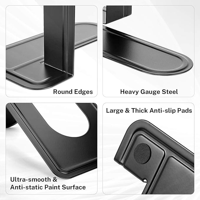 MaxGear Book Ends Universal Premium Bookends for Shelves, Non-Skid Bookend, Heavy Duty Metal Book Stopper for Books/Movies/CDs/Video Games, 6 x 4.6 x 6 in, Black, 3 Pairs/6 Pieces, Large