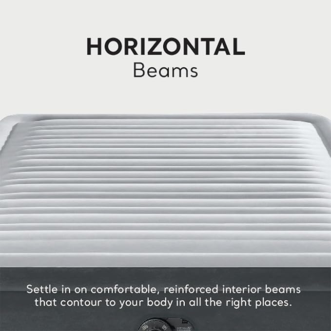 Intex Dura-Beam Deluxe Comfort-Plush Elevated: Fiber-Tech – Queen Size – Built-in Electric Pump – 18in Bed Height – 600lb Weight Capacity