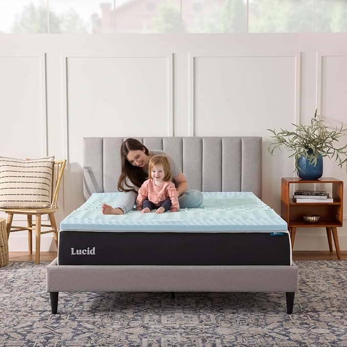 LUCID Mattress Topper, Twin XL, 2 Inch, Memory Foam Mattress Topper - 5 Zone Gel Infusion - CertiPUR Certified Foam