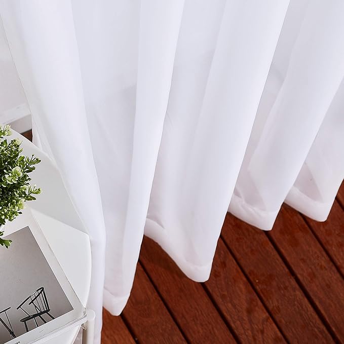 NICETOWN White Sheer Curtains Extra Long 135 inch Length for Large Windows, Grommet Soft and Touching Living Room Window Treatments Sweep to Floor for Villa, 108" Wide Total 2 Pieces
