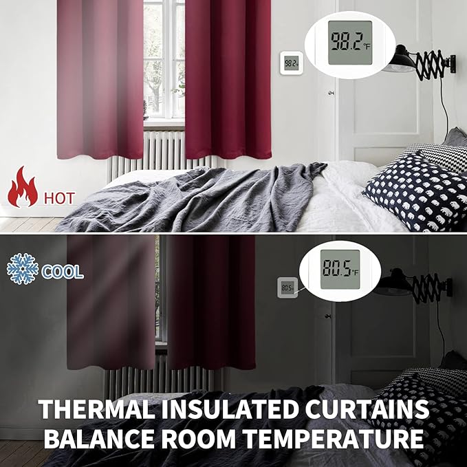 BGment Blackout Curtains for Bedroom - Grommet Thermal Insulated Room Darkening Curtains for Living Room, Set of 2 Panels (52 x 54 Inch, Burgundy)