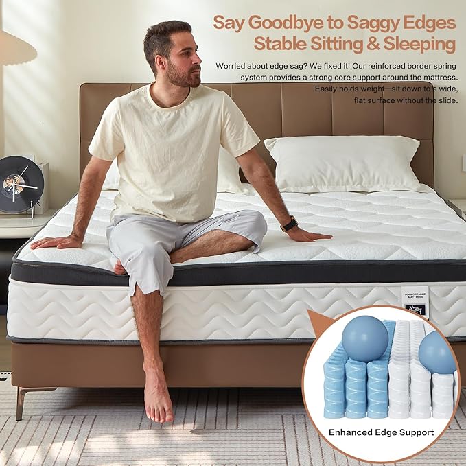 Queen Mattress,12 Inch Queen Size Mattress in a Box,Gel Memory Foam and Pocket Spring Hybrid Mattress,Ideal for All Sleep Positions,CertiPUR-US Certified,Shoulder Support-Medium Firm,80" x 60"