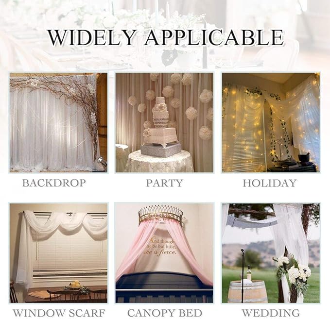 RYB HOME Long Sheer Curtains Scarf for Wedding Canopy Bed Kids Room Birthday Party Backdrop Outdoor Indoor Decor Long Scarf Windows Valance, 60 x 216 in per Panel, 1 Pair, Peach